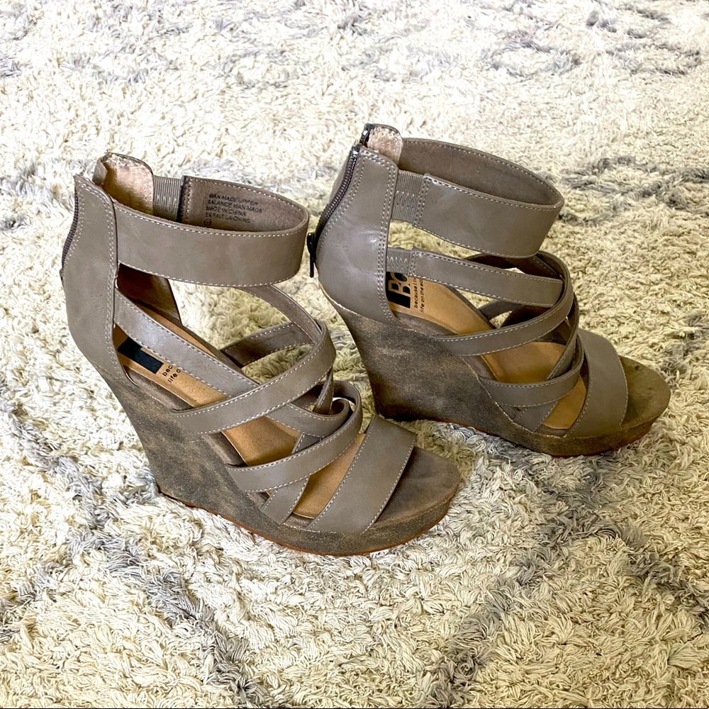 BC strapy wedge heel, size 6.5
